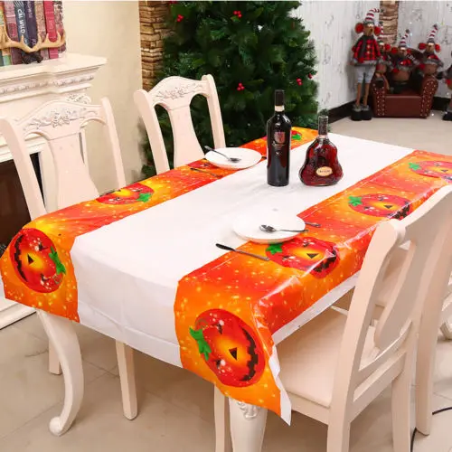 

Halloween Skull Pumpkin Waterproof Table Cloth Disposable Plastic Table Cover Halloween Decorations Party Pumpkin Tablecloth