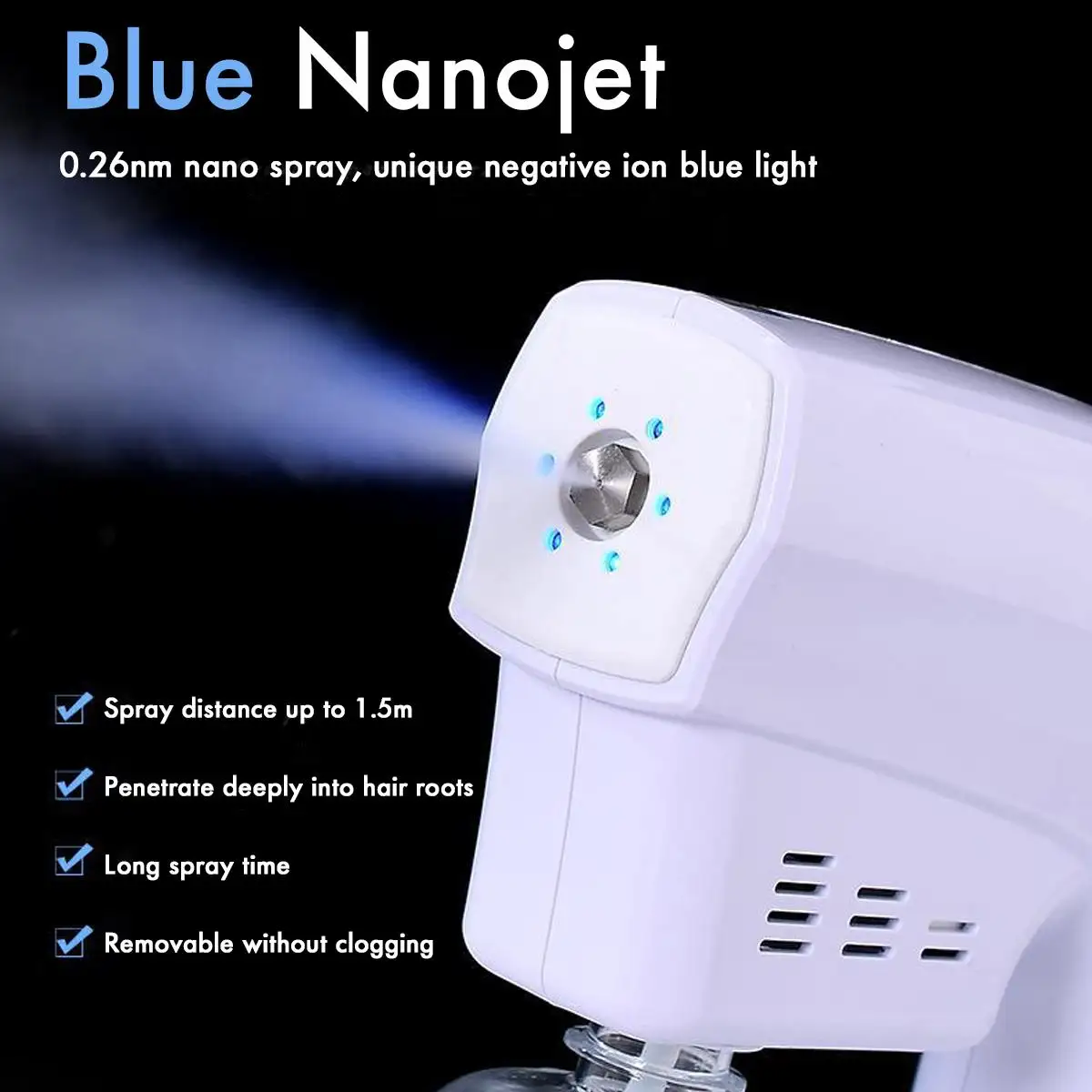 

1200W 800ML Atomizing Sprayer Sprayer Machine Disinfection Blue Light Nano-Steam Spray-Gun Disinfection Nano-Spray-Gun 110/220V