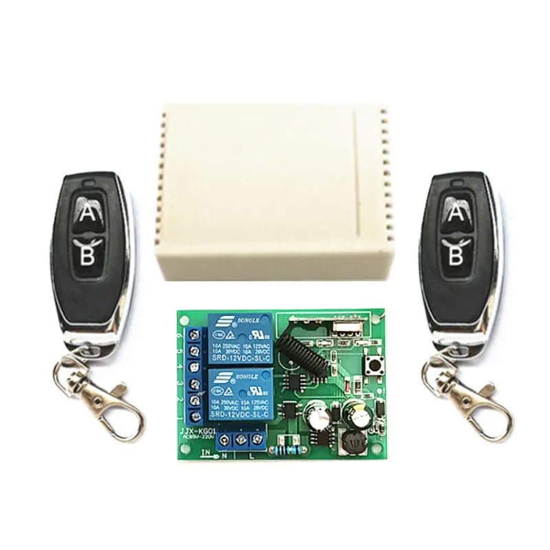 

433Mhz Universal Wireless Remote Switch AC 110V220 V250V 2CH Relay Receiver Module And RF Remote Curtain Garage Door Controller