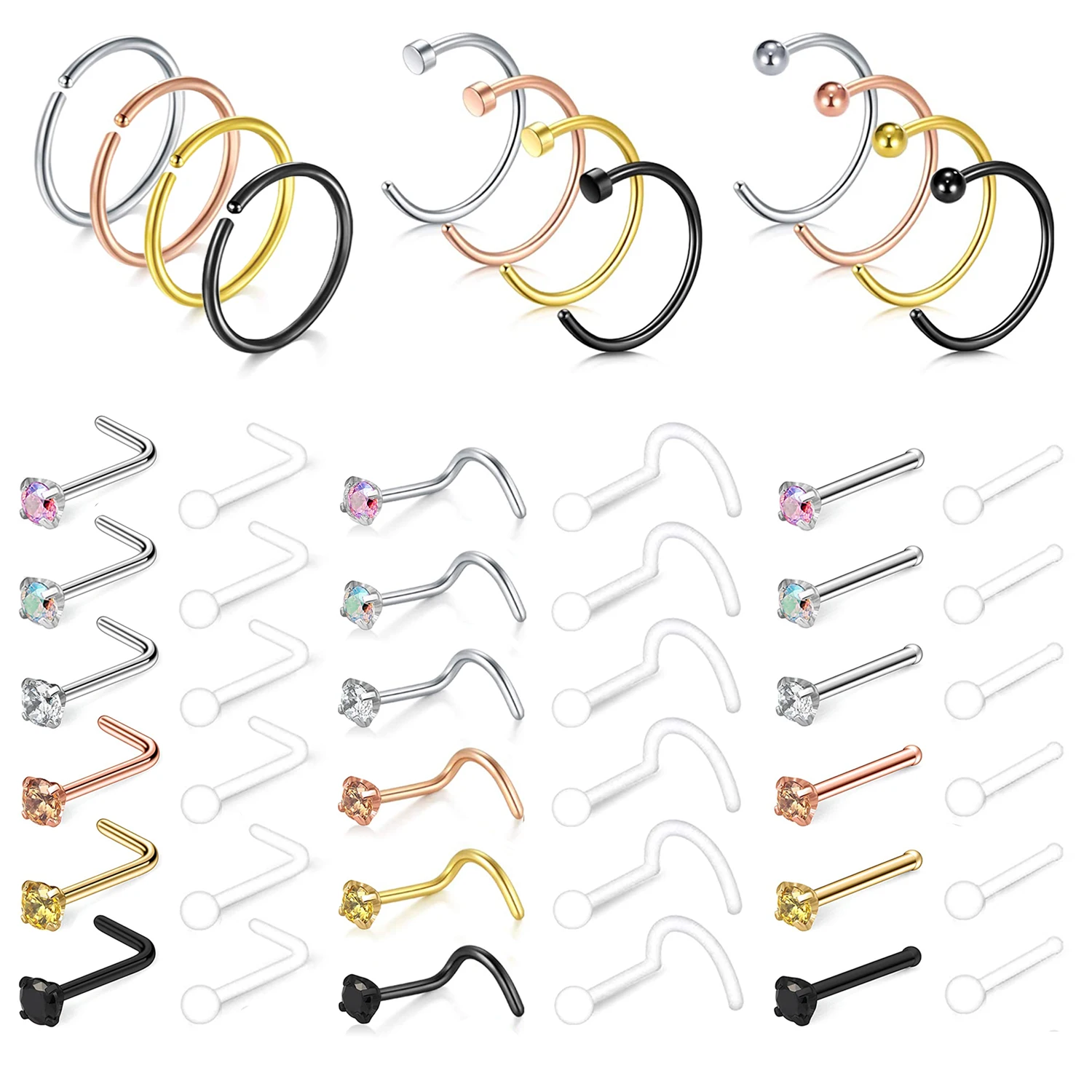 Женские серьги-гвоздики из нержавеющей стали с фианитом 48 шт./лот | Украшения и