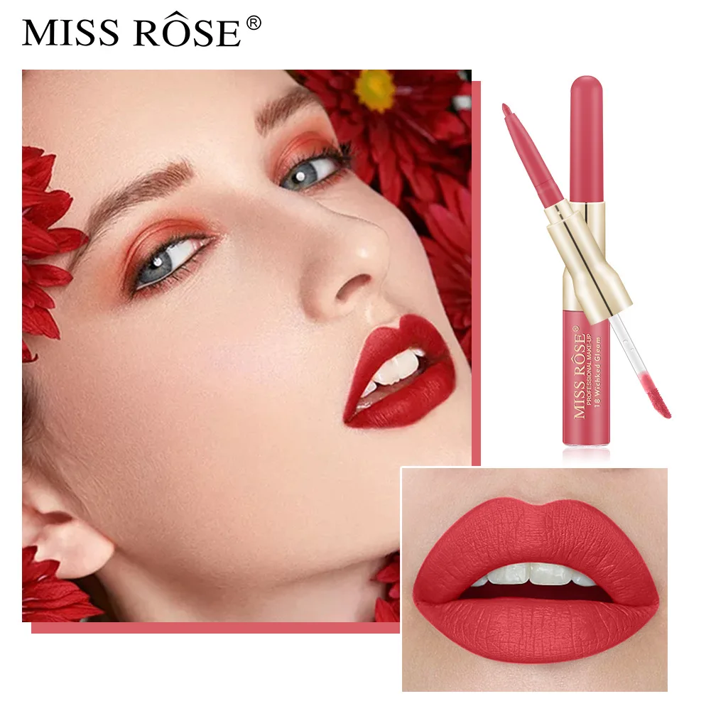 MISS ROSE двойная головка блеск для губ подводка матовая помада оптовая продажа