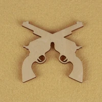 double gun shape mascot laser cut christmas decorations silhouette blank unpainted 25 pieces wooden shape 0413