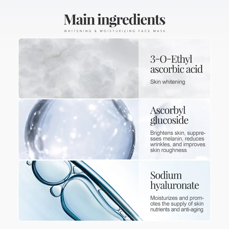 Увлажняющая маска для лица Daralis 10 шт. с гиалуроновой кислотой отбеливающая