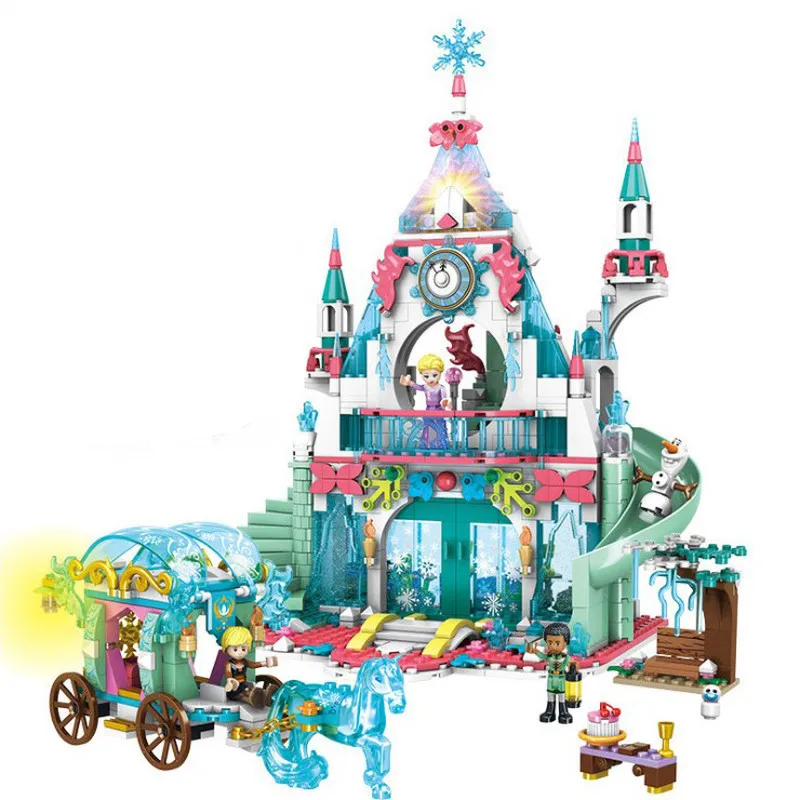 

New 943pcs Prinses Vrienden De A En E 'S Ice Speeltuin Kasteel Huis Creatief Speelgoed Voor Kinderen Kids Set Building Blokken