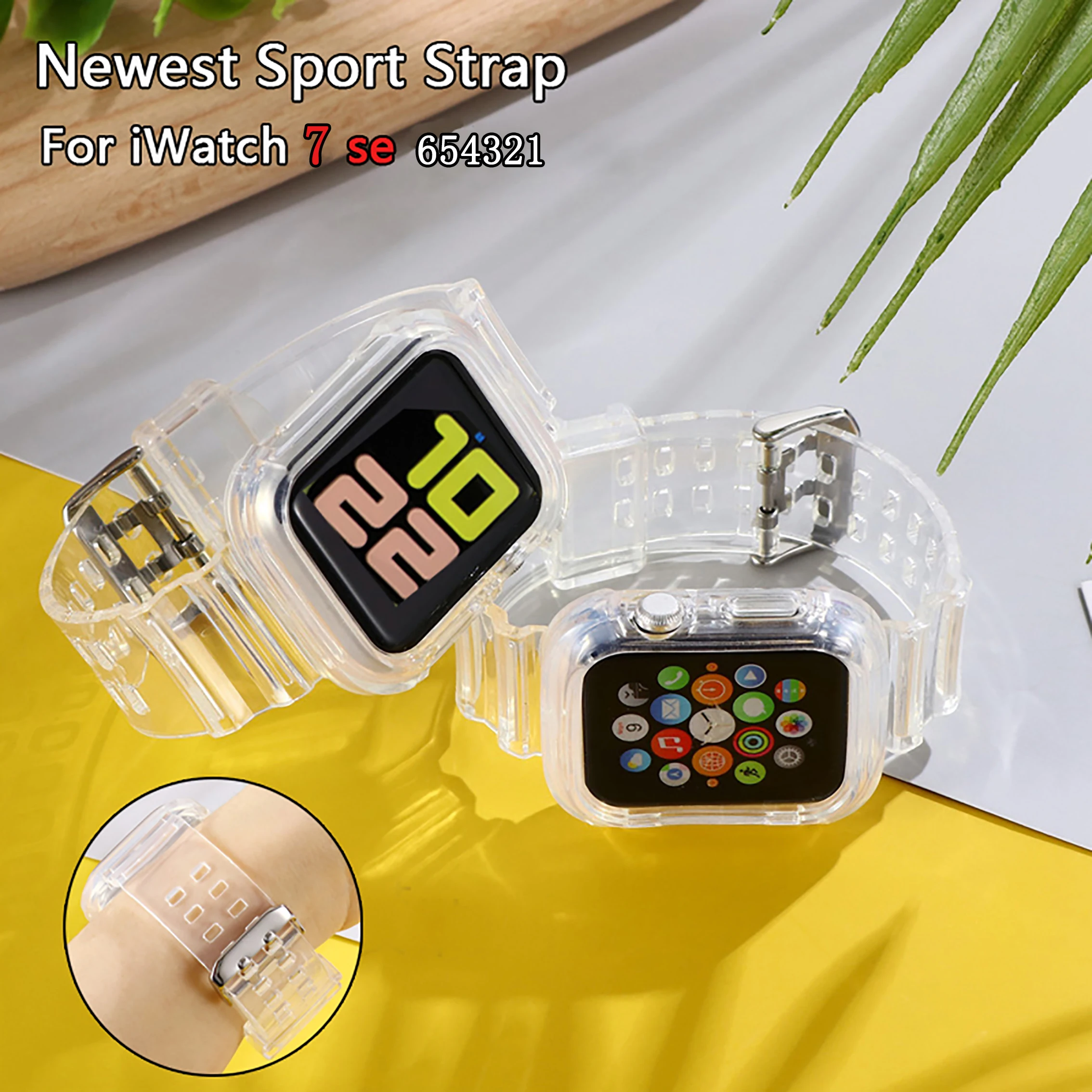 

Newest Sport Strap for Apple Watch Band Series 7 6 5 1 2 3 4 silicone Transparent for Iwatch 5 4 Strap 38mm 40mm 42mm 44mm wirst