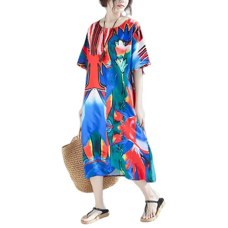 

Big Fat Mother Mid-aged 2021 Leisure Tourism Seaside Resort Beach Dress Summer