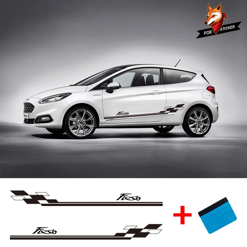 2 стороны автомобиля Авто наклейки для тела Графика Fiesta Виниловая пленка