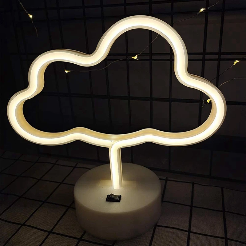 LED Warm White Neon Cloud Decoration Light Battery & USB Powered Night Party Children's Room | Освещение