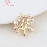 7304pcs 15x16mm hole 0 8mm 24k gold color plated brass with zircon tree charms pendants high quality jewelry accessories