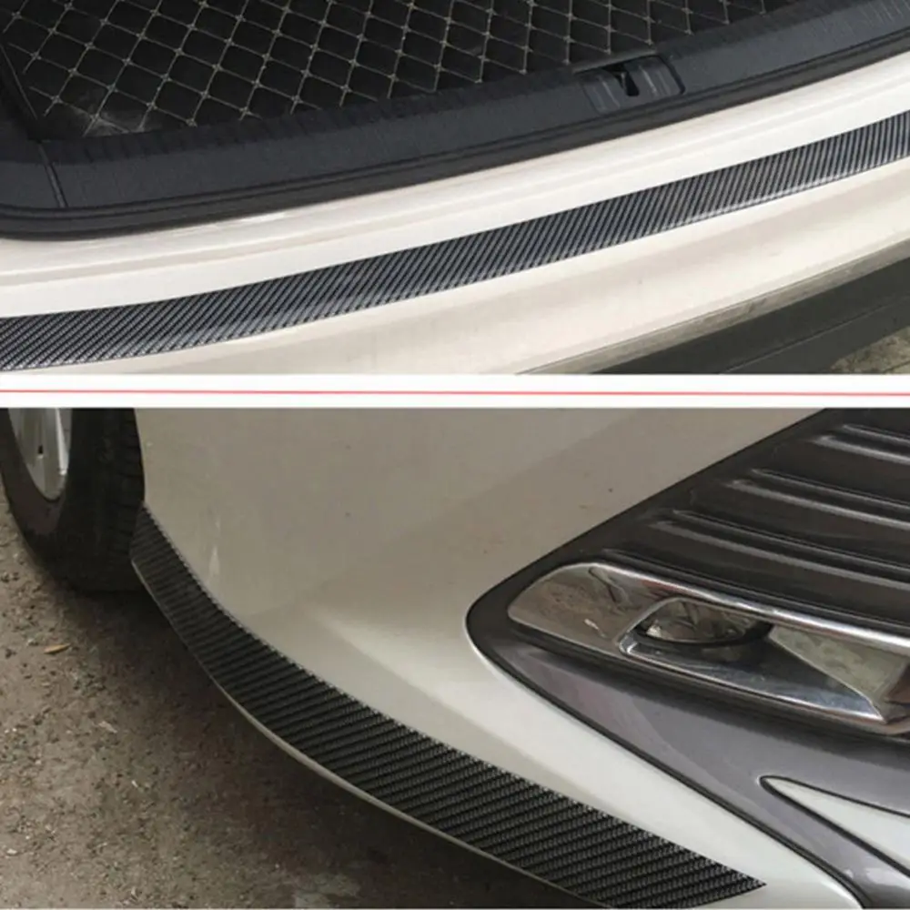 

3x100cm Carbon Fiber Rubber Car Door Bumper Strip Guard Anti Scratch Sticker