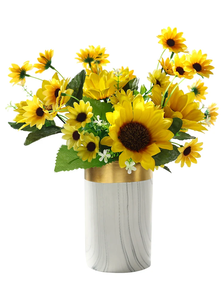 

Sunflower artificial flower bouquets living room arrangement ornaments floral decorations dry vase home table flower decoration