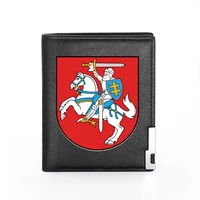 vintage lithuania knight design printing mens wallet leather purse for men credit card holder short male slim coin money bags