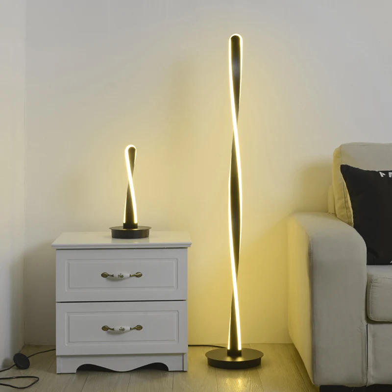 売却 ホームフロアランプ,モダンなデザイン,リモコン付き,アクリル,アルミニウム,スパイラル形状,LED,リビングルームとベッドルーム用
