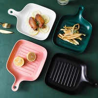 ceramic handle baking tray square cutlery anti scalding household baked rice tray oven bowl cheese baking dish nordic style