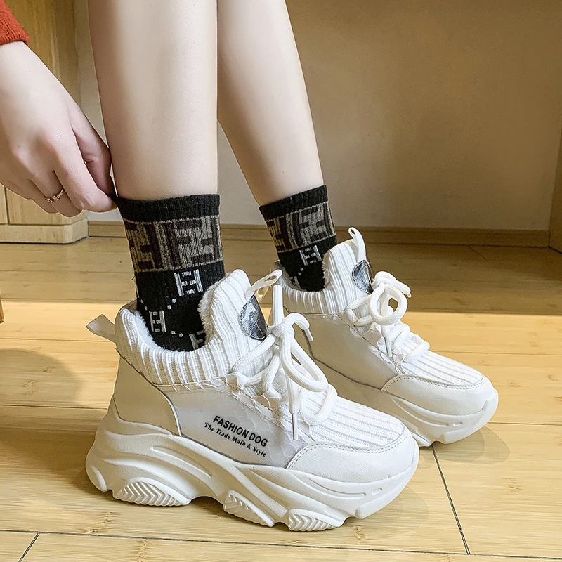 2021 Winter New Fashion Casual Sports Women's Shoes Thick Soles Comfortable Korean Women's Shoes Versatile Campus Student Shoes