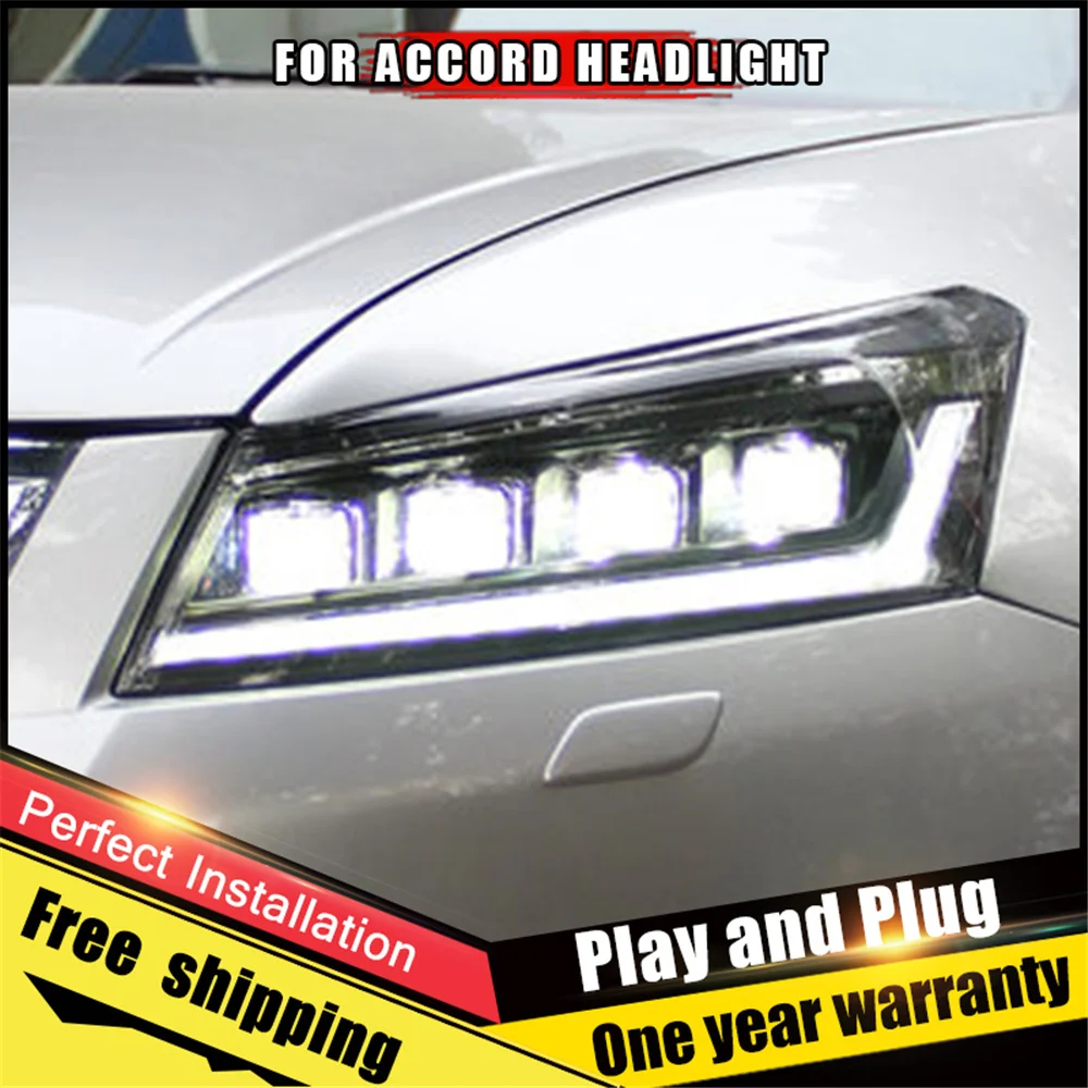 2 шт. формы машинок все светодиодный фары для Honda Accord 8 2008 2012 фар DRL Объектив Двойной