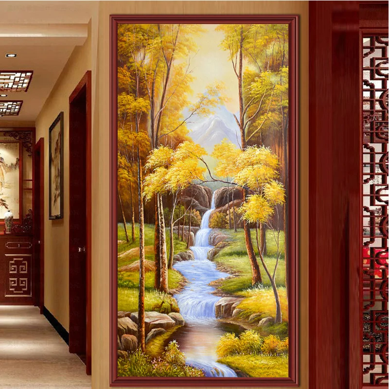

5D Diamond Painting Full Drill DIY Diamond Embroidery Rhinestone Painting Landscape Painting Home Wall Decor Autumn Forest
