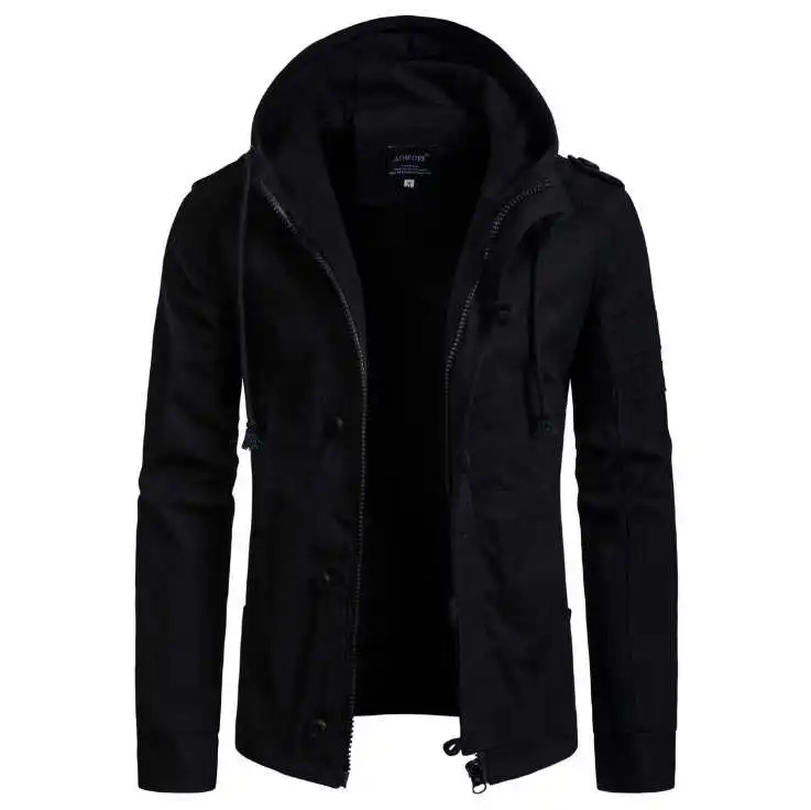 

Europe/US size Newest Autumn Winter Cotton Jacket Men Fashion Hooded Khaki Jackets Casual Men Jackets Windproof Coats Male