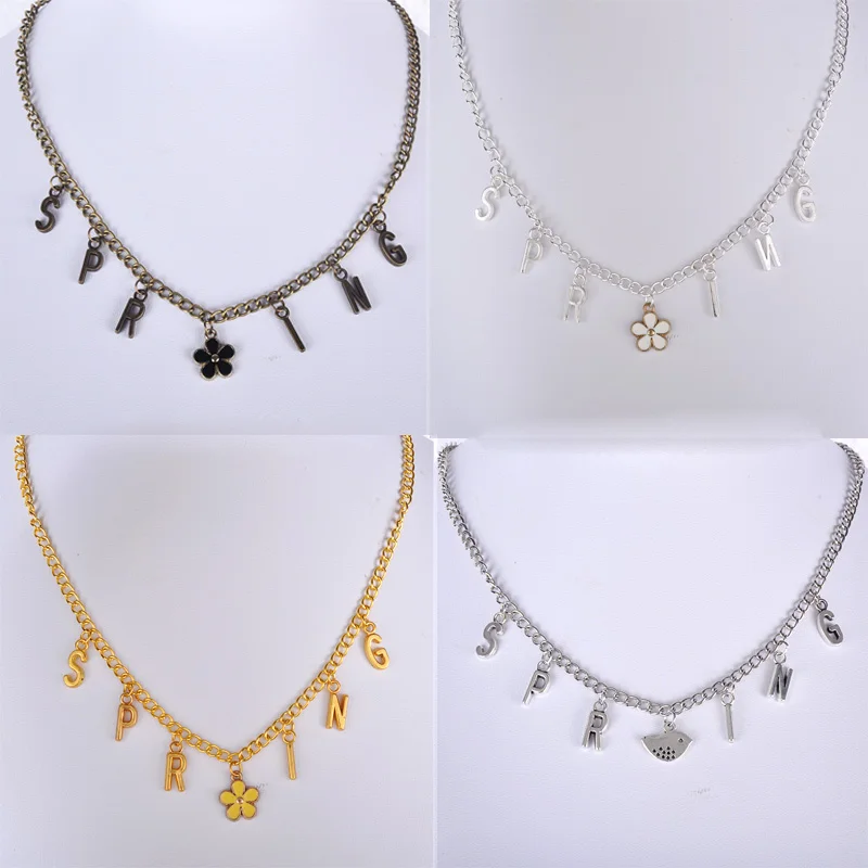 Женское винтажное весеннее ожерелье с цветами античная бронза золото серебро |