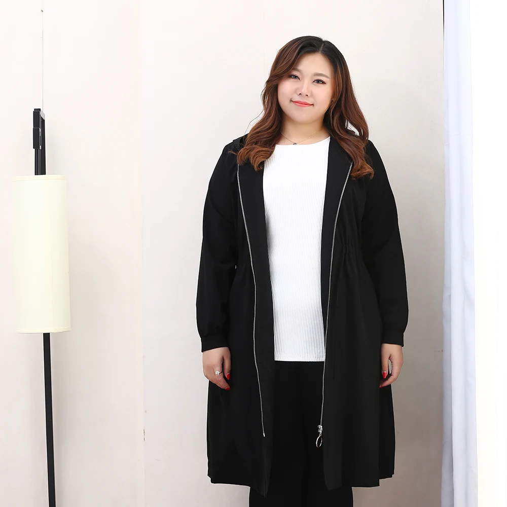 Тренчкот женский зимний с капюшоном батальных размеров 5XL 6XL|Женские плащи и