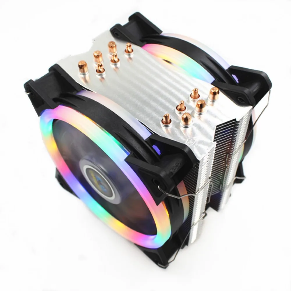 

BINGHONG CPU Cooler 4PIN PWM LED 4 Copper Pipe Low Noise CPU Double Cooling Fan for AMD X79/X99/LGA2011 Motherboard