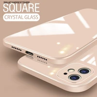 Luxury Glossy Tempered Glass Back Case Cover For iPhone Pro Max Plus Plus 2020 New Square Style Phone Case
