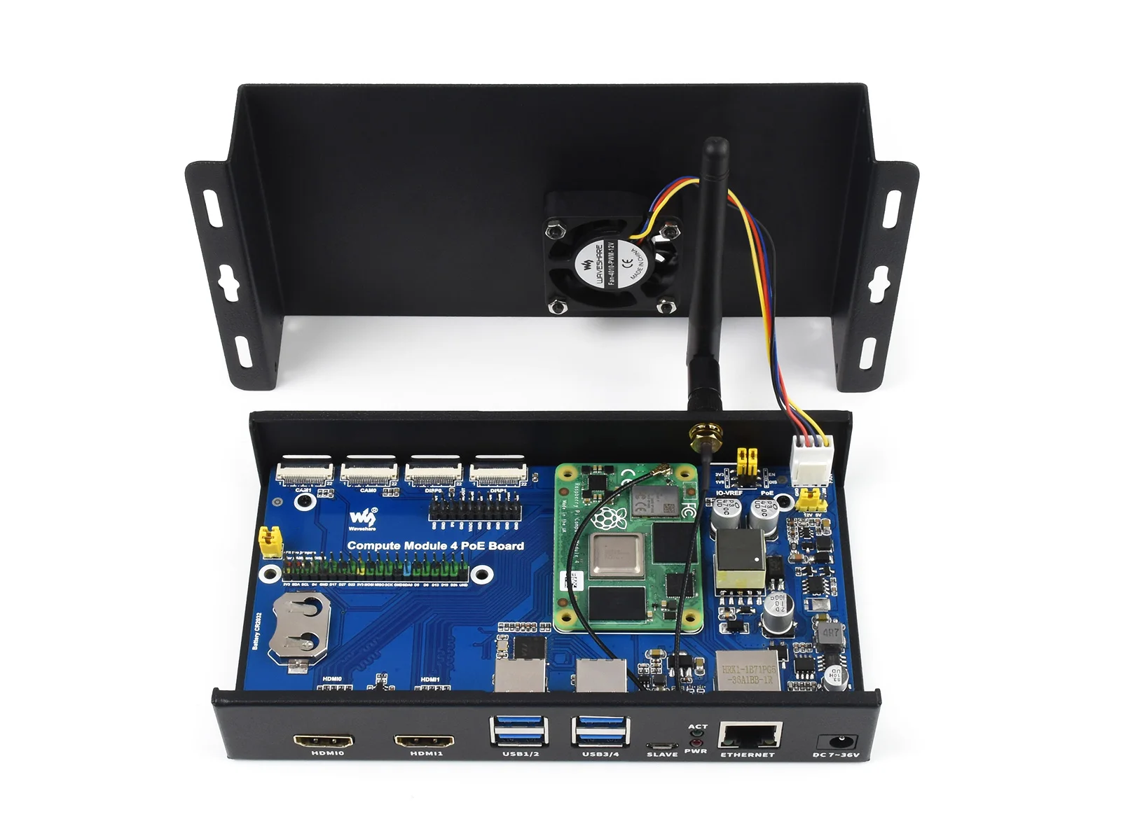 Мини-компьютер Waveshare PoE основан на компьютерном модуле Raspberry Pi 4 (не входит в