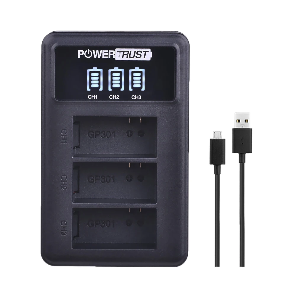 PowerTrust AHDBT 301 AHDBT301 батарея и светодиодное зарядное устройство для GoPro Hero 3 + hero