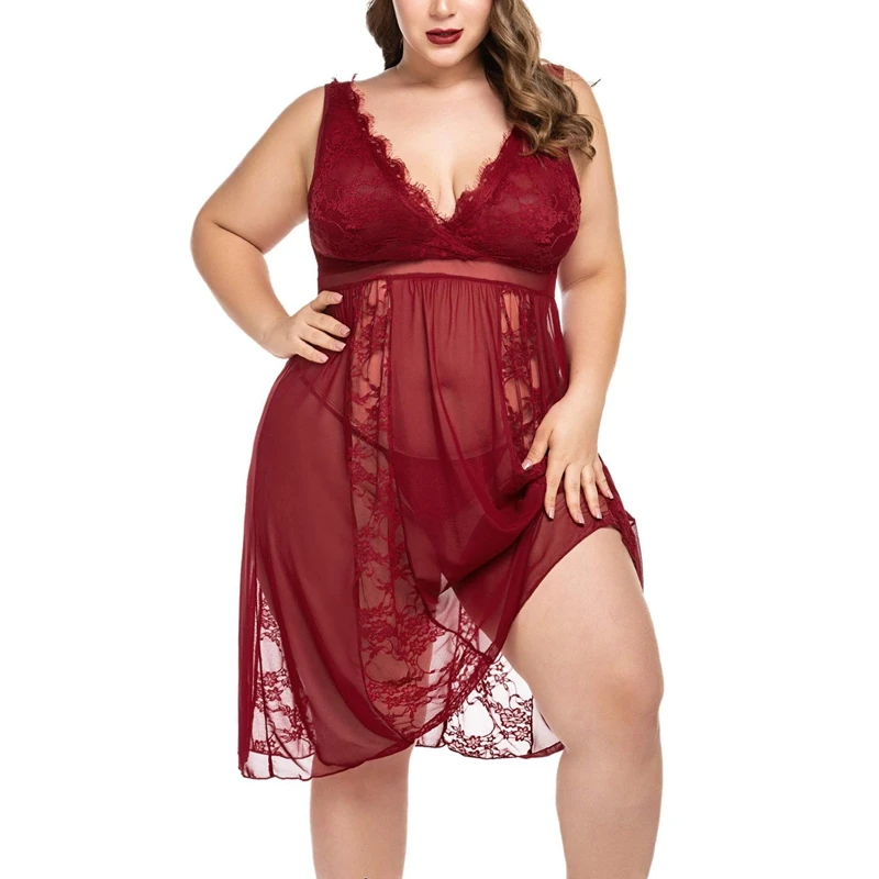 

Luxury Gown Nighty See Through Nightgowns Lace Deep-V Women Elegant Sleepwear Sexy Hot Erotic Sleeping Dress Pajamas Red Yellow