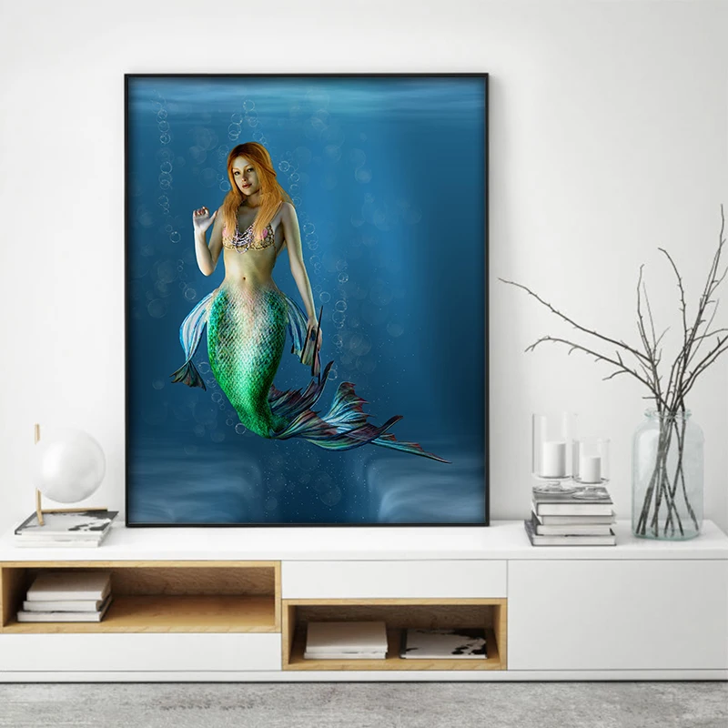 Diy живопись по цифровым фото русалка красивый креативный Рисунок Живопись Ручная