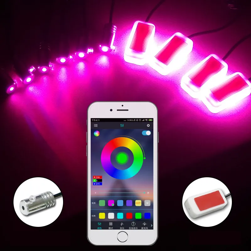 

10 в 1 RGB светодиодный с 6/8/10M внутренней отделки автомобиля Оптическое волокно полосы светильник 12V декоративная сигнальный Светильник Униве...