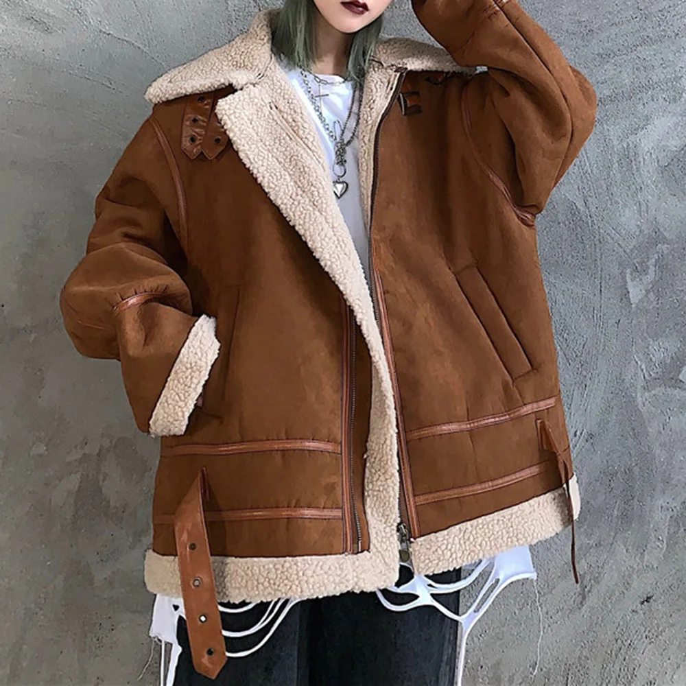 Куртка женская в готическом стиле теплая верхняя одежда оверсайз BF с карманами