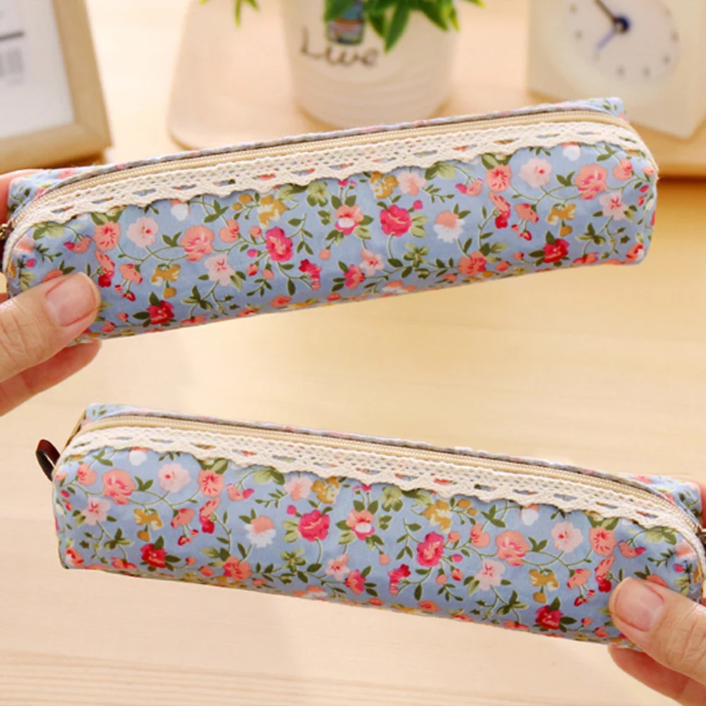 Холщовые сумки-карандаши с милым цветком Цветочная ручка сумка для канцелярских