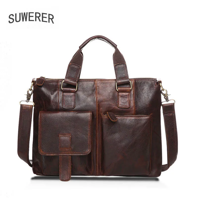 Мужская сумка из натуральной кожи Повседневная деловая мессенджер воловьей в