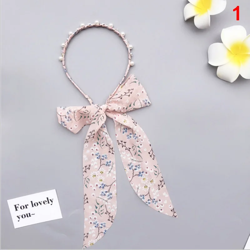 

Summer Bezel Headwear Women Pearl Ribbon Headband Girls Hair Bands Vintage Soft Hairband Hoop For Hair Accessories Hot