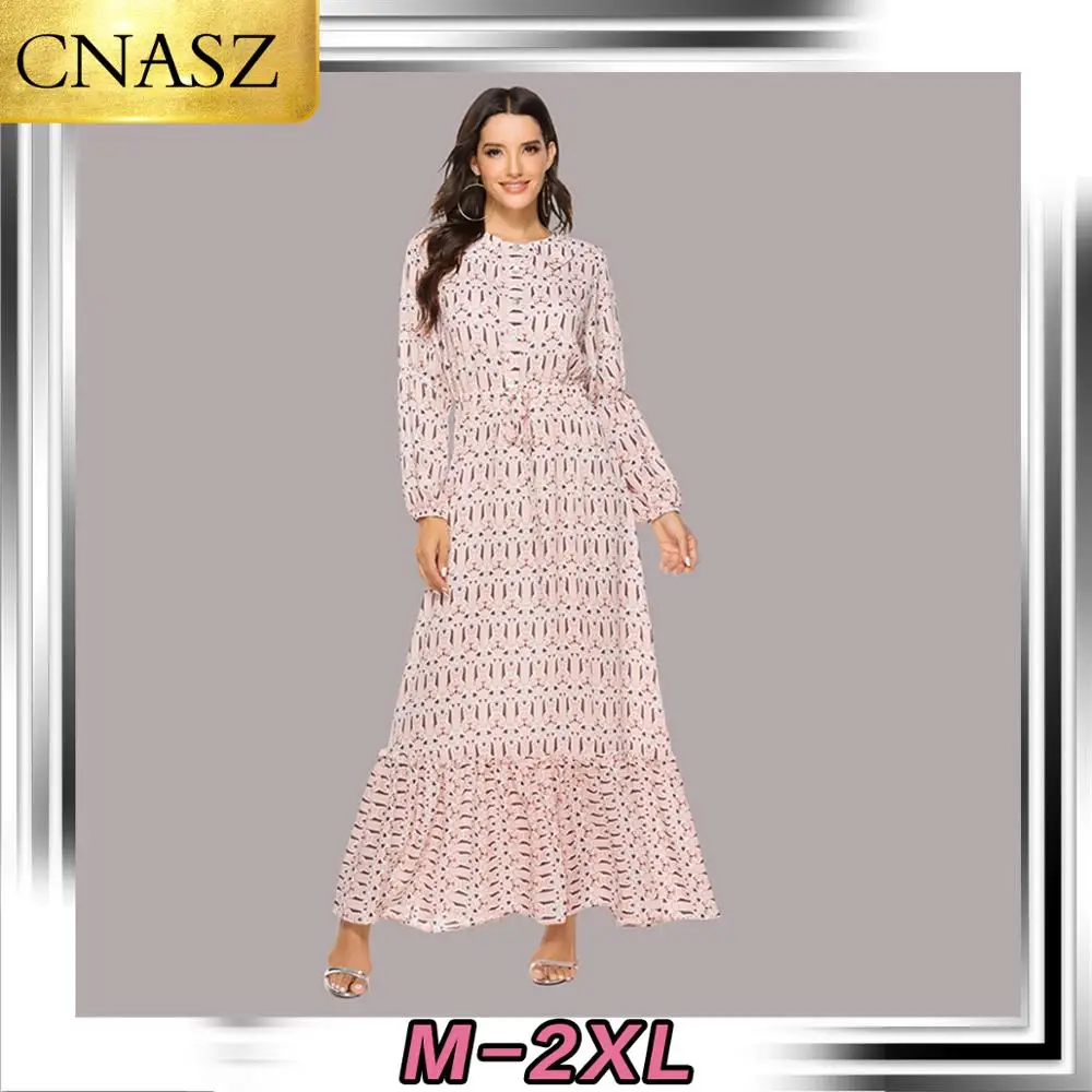 Новейшее элегантное мусульманское платье турецкое дубайское Платье с принтом на