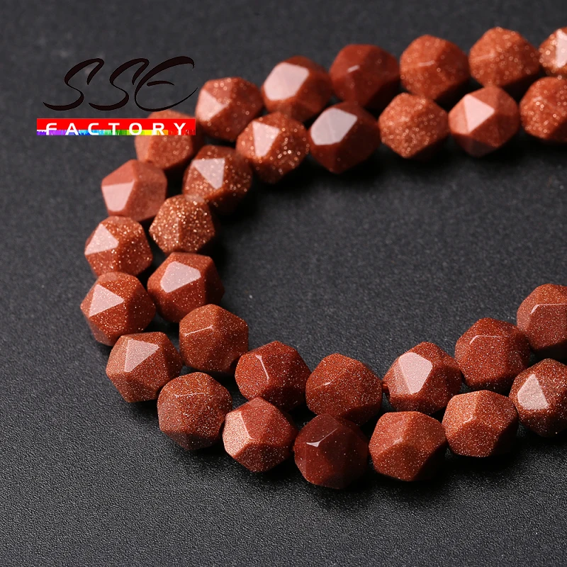 

Gold SandStone Natural Stone Beads Faceted Loose Spacers Beads DIY Bracelet Accessories For Jewelry Making 15"Strand 6 8 10 12MM
