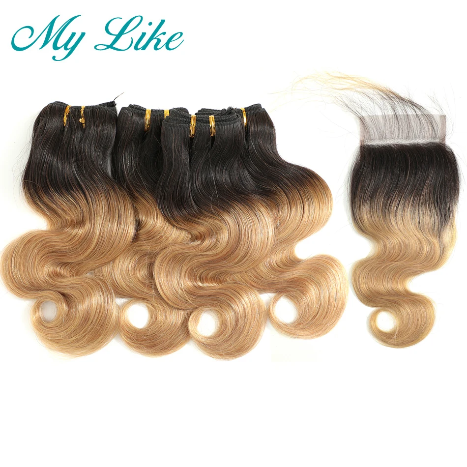 

My Like объемные волнистые пучки с закрытием перуанские волосы плетение 3 пучка #4 светло-коричневые не-Реми человеческие волосы пучки с закрытием