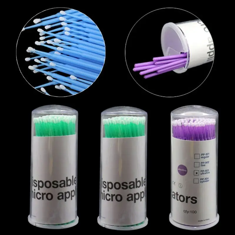 100 шт./лот микрощетки для наращивания ресниц Макияж Клей щеточки одноразовые
