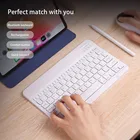 Мини Беспроводная Bluetooth клавиатура и мышь для планшета универсальная для Samsung Xiaomi iPad ультратонкая светло-розовая английская клавиатура