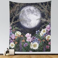 sepyue wall tapestry wall hanging the moon flowers kawaii aesthetic room decor home bedroom boho decoration tapiz witchcraft