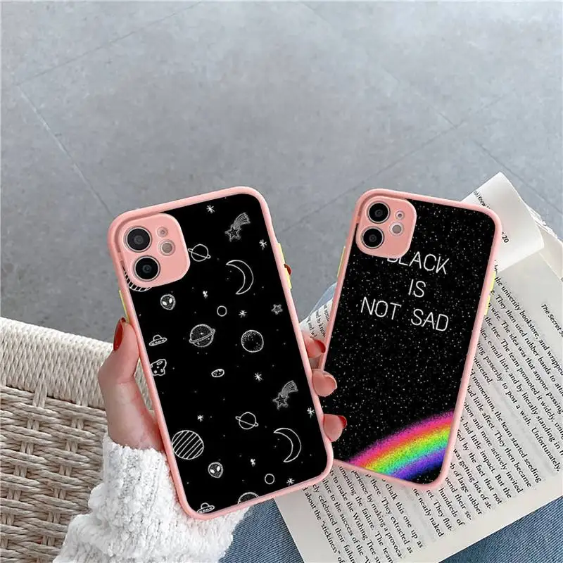 

Lover Plant Cartoon Phone Case For iPhone 12 11 Mini Pro XR XS Max 7 8 Plus X Matte transparent Pink Back Cover