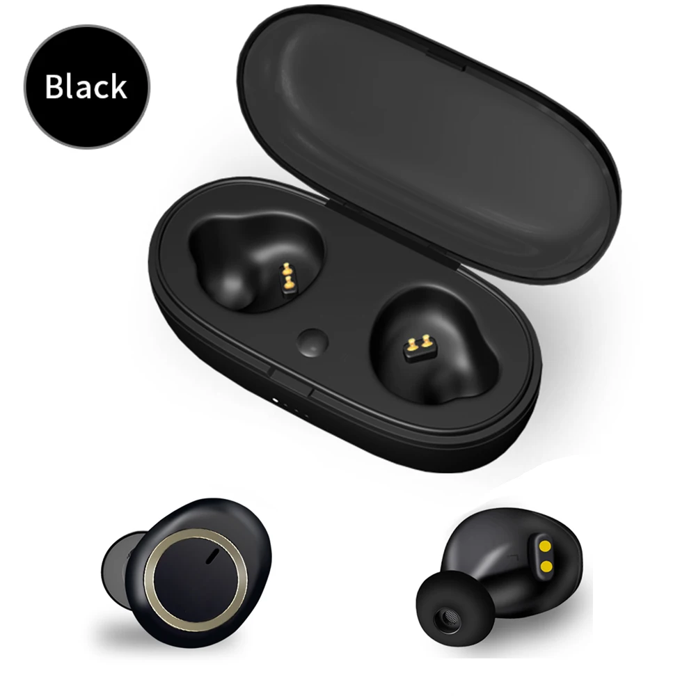TWS беспроводные наушники для телефона Bluetooth Наушники 5,0 блютуз гарнитура bluetooth спортивные наушники стерео Bluetooth гарнитура громкой связи вкладыши в ухо для телефонов наушники для айфон безпроводные - Цвет: Черный