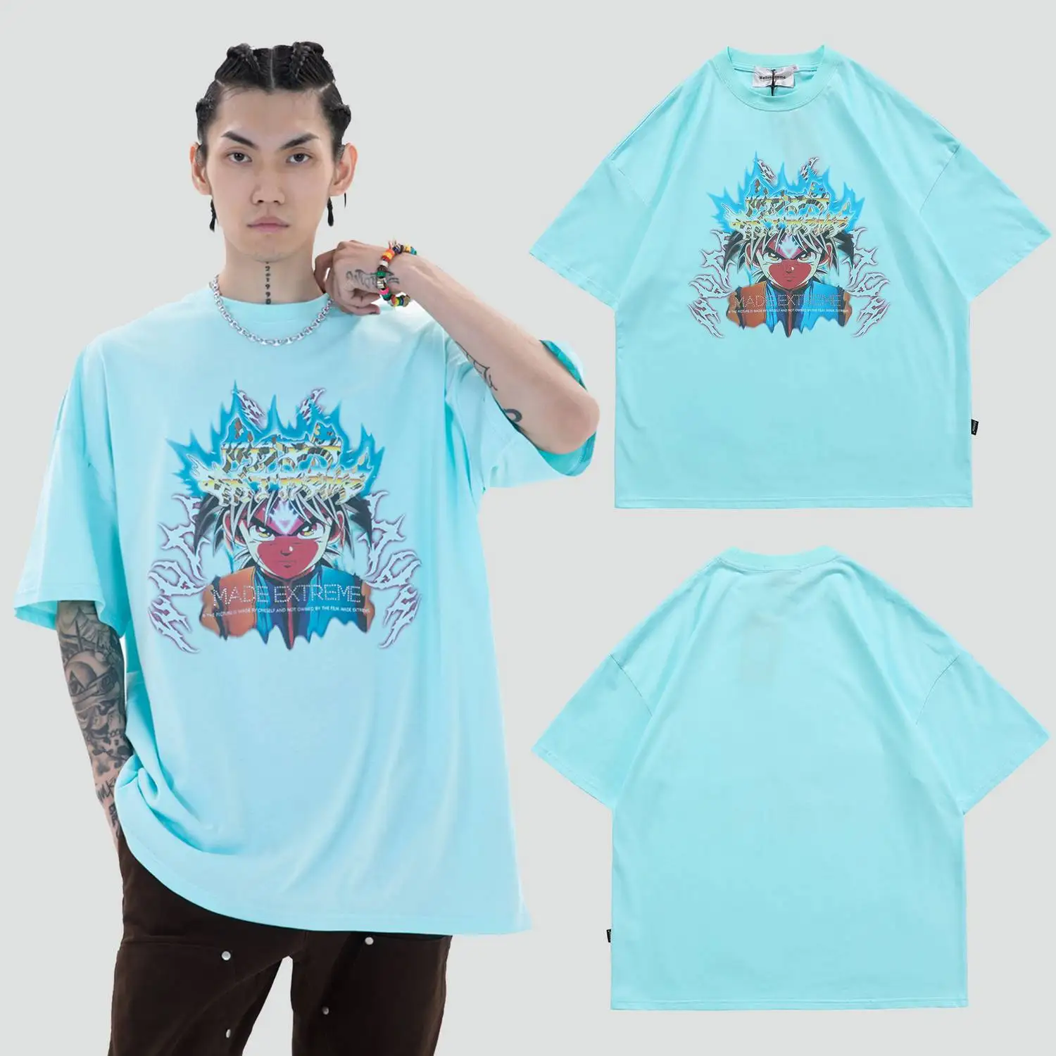 

Hip Hop Streetwear Harajuku T Shirt Japanese Anime Print T-Shirt 2021 Men Cotton Casual Tshirt Summer Short Sleeve Tops Tees