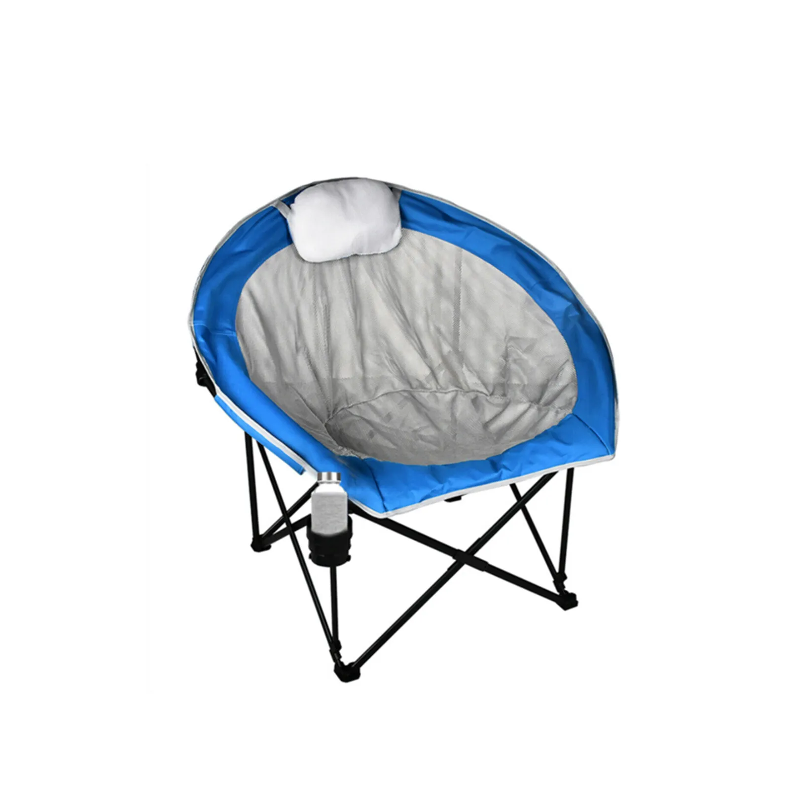 저렴한 휴대용 접이식 의자 600D PVC 캠핑 의자 스틸 프레임 하중 베어링 350 Lbs 베개 바다 블루 [US-Depot]