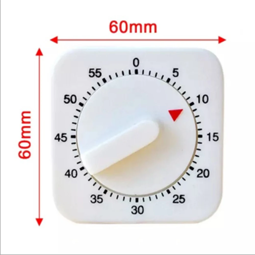 

60 Minutes Kitchen Baking Timer Count Down Alarm Reminder White Square Mechanical Timer Home