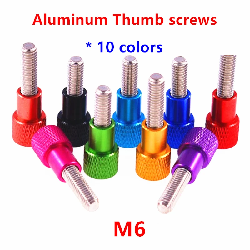 

5pcs Aluminum Thumb screw M6 Aluminum alloy Knurled Head Stainless steel Hand screw tighten Thumb screws