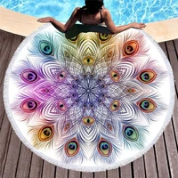 peacock feather round microfiber towel super thick microfiber beach towel round beach bath towel lace style towel wrap dress