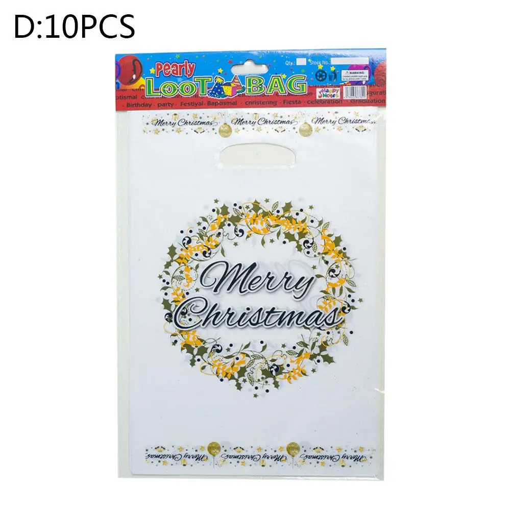 10 шт./компл. одноразовые рождественские сумки с ручками пластиковая конфетная