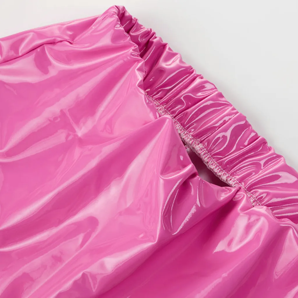 

Ladies casual solid color leather solid sexy short skirt high waist tight-fitting hip mini skirt nightclub night